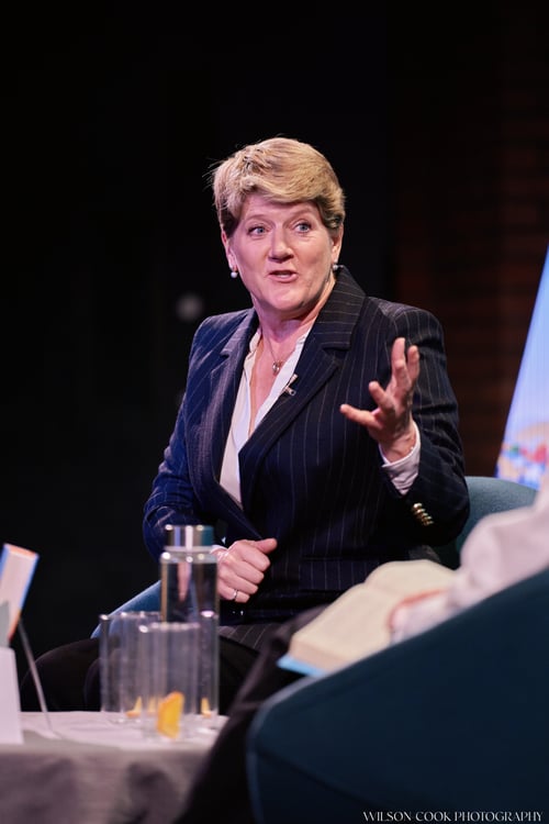 Clare Balding speaking on stage